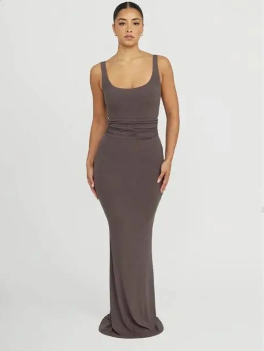 Riot Swim Roxi Ruched Tank Dress Ribbed Ash Size XS